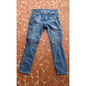 Versace 19.69 Moto Biker Denim Jeans - Ribbed Knee -Zip Pocket-Men's 33x31.5"